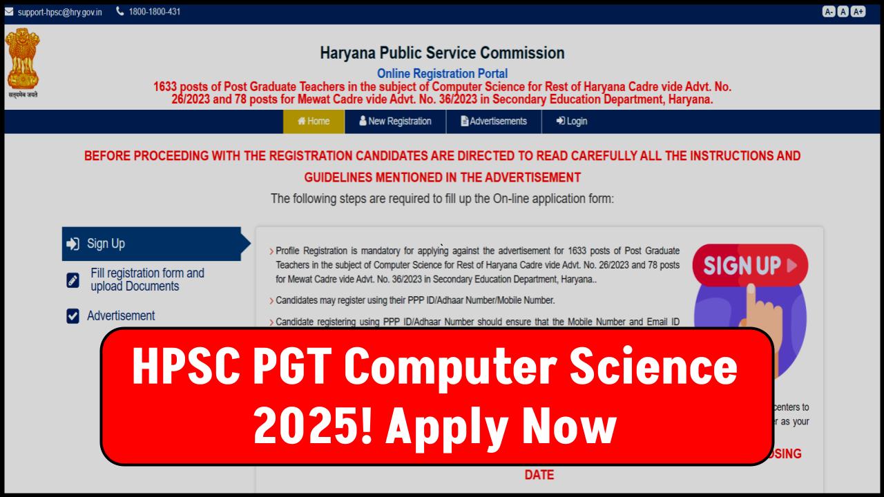 Hurry! HPSC PGT Computer Science 2025 Applications Reopened – Check How to Apply