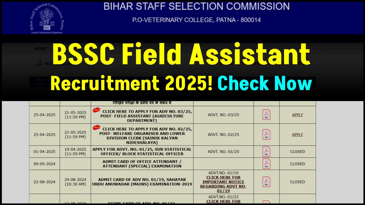 BSSC Field Assistant Recruitment 2025 Out Now – Are You Eligible for This Government Job?