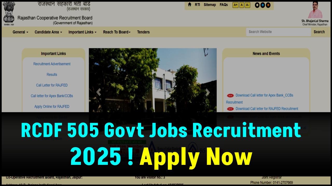 RCDF 2025 Recruitment Alert: 505 Govt Jobs in Rajasthan – Check Eligibility & Apply Now!